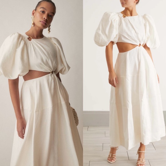 Aje Vanades Cut Out Ring white Midi Dress size US 2 NEW! New with tags! - Picture 3 of 9